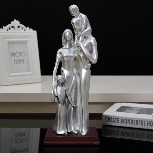 
Mu Dianxing family of three ornaments 10th anniversary wedding anniversary gift wife newlywed engagement 520 Valentine's Day 15935 silver + lettering provided + boy (