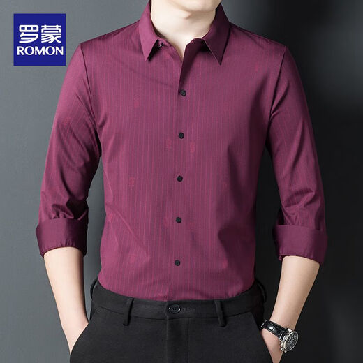 Romon Brand Young y Middle-Ehel Heads New Black Striped Striped Middle-Eding Dad Autfit Business Casual sin escaladera Camisa anti-wrinking 9926-Shangqing 170/M [sugerido 95-120Jin [Jin equivale a 0.5 kg]]]