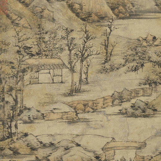 【直配】倪瓒雨后空林图古代山水画卷轴文人复仿古画挂画 倪瓒疏林淡霭图12116 60X140厘米喷绘画心尺寸 化