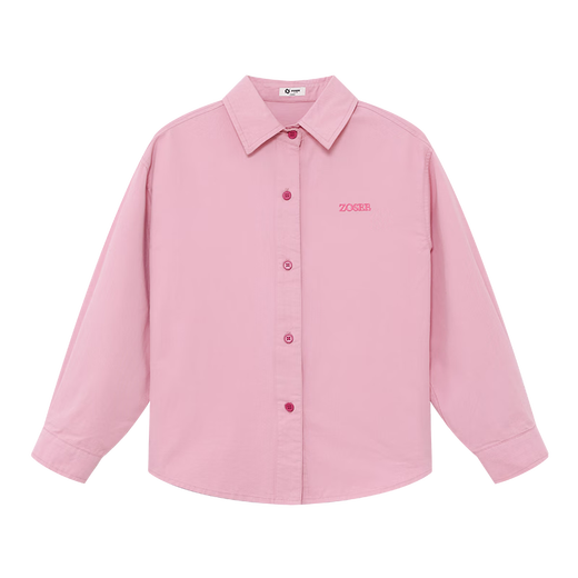 Zuoxi Girls' Shirt Jacket Spring and Autumn Children's Top 2026 New Girl's Long Sleeve Shirt Trendy Pink 160