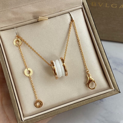 Fat Donglai's same style 18k gold black ceramic spring necklace 18k rose gold non-fading women's small waist full of diamonds spring rose gold