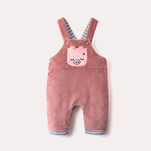 Dudujia Newborn Thickened Overalls Baby Winter Baby Plush Warm Pants Autumn and Winter Girls Pants New Pink 100cm