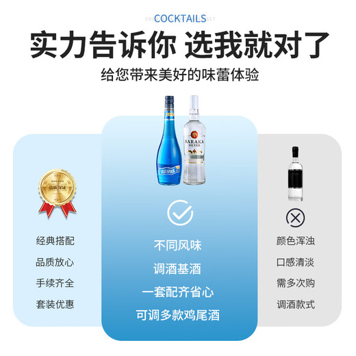 莎堡皇蓝橙味力娇酒白朗姆酒套装组合利口酒红石榴糖浆调酒基酒鸡尾酒 【本周热卖】调酒基酒套装
