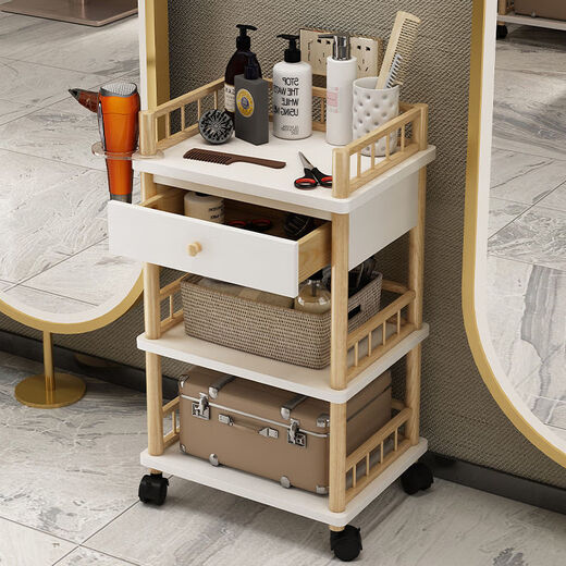 Vinoa Beauty Salon Trolley Nail Shop Tool Trolley Cosmetic Storage Rack Tattoo Hair Salon Multifunctional Mobile Storage Rack Dressing Fence Trolley with Drawer Original Color 0x0x0cm
