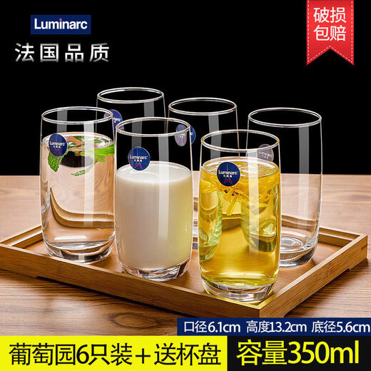 铎璃玻璃杯子家用水杯茶杯果汁杯牛奶杯喝水杯饮料杯6只套装 6只200ml矮款13791 默认