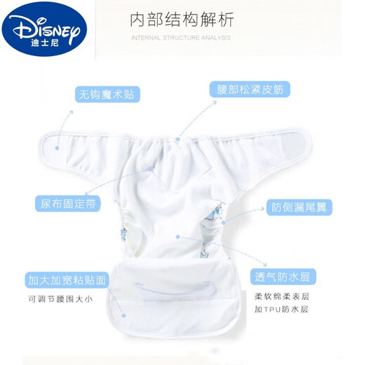 Disney Disney Newborn Baby Cotton Diaper Pants Waterproof, Washable, Anti-side Leakage Breathable Diaper Pocket for Male and Female Baby Summer (Button Style) Blue + Pink + Yellow 3 Pieces S Recommended 5-12 Jin Jin equals 0.5 kg / 0-3 months Recommended