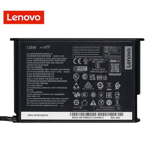 Lenovo original power adapter savior laptop charger computer power adapter power cord 135W square mouth thin section 20V 6.75A