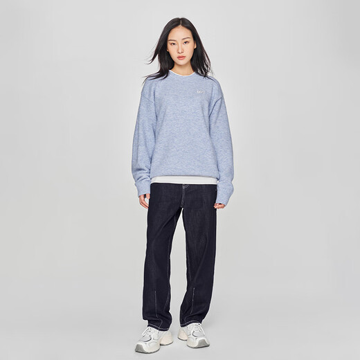 Lee韩国设计标准版圆领刺绣小Logo男女情侣装毛衣潮LUT010379207 蓝色（尺码偏大，拍小一码） S