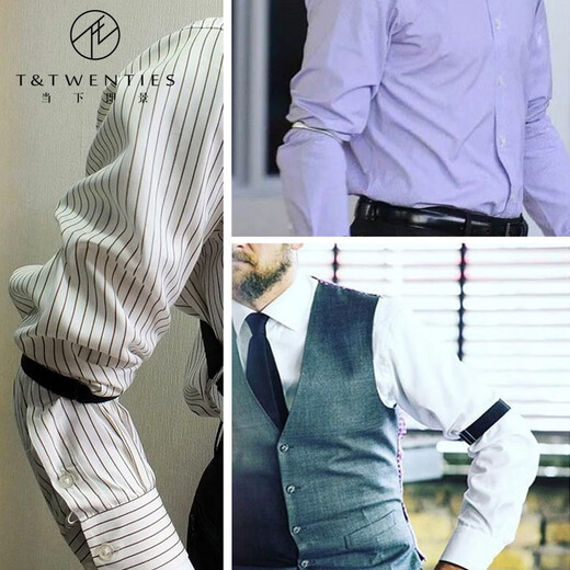 T&Twenties男士背带英伦复古枪套式吊带男裤子西裤成人西装背带夹侧夹格子宽 【背带+袖箍】套组632 菱格
