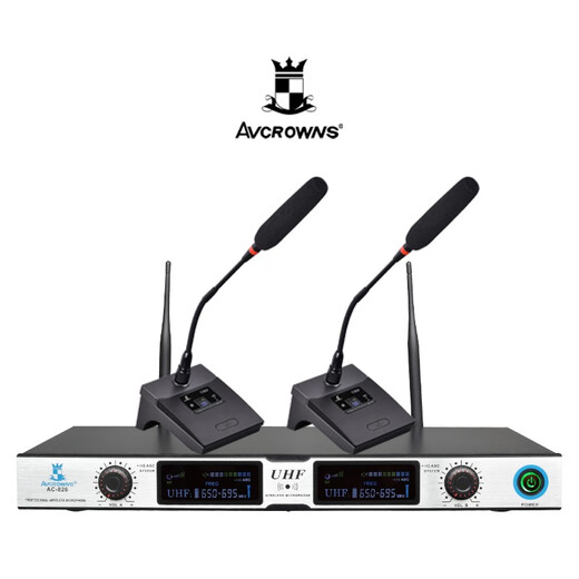 Avcrowns Crown AC-826 Reunión de uno a dos Reuniones de la solapa de la cabeza Micrófono inalámbrico Reunión de alta gama al aire libre AC-826 Clip de solapa doble