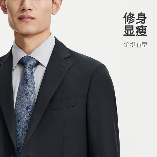 金利来【可机洗羊毛】春夏新款西装男婚礼修身正装商务休闲外套西服 双开衩-EZTG30936012-黑色-99 56 A