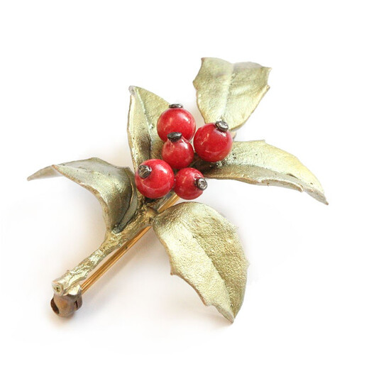 Michael Michaud German Light Luxury Jewelry Holly Fruit Jewelry Brooch Literary Retro Men's Valentine's Day Gift Holly Fruit Brooch Small (6216)
