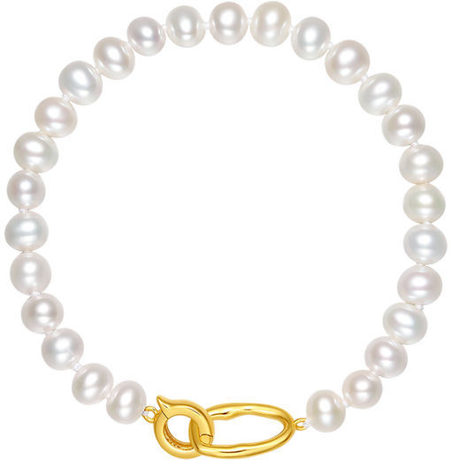 Saturday Fortune S925 Silver Pearl Bracelet Women's Simple Geometric Bracelet Birthday Gift X0712945 17cm