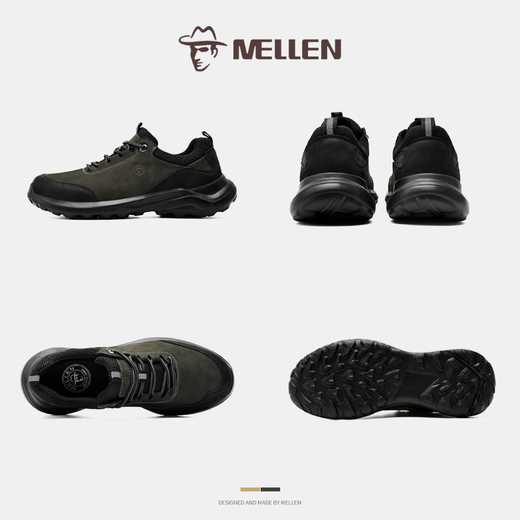 MELLEN Minglang men's shoes new outdoor wear-resistant sports casual shoes genuine leather comfortable work boots MEC67281 dark gray (real leather inner) 37