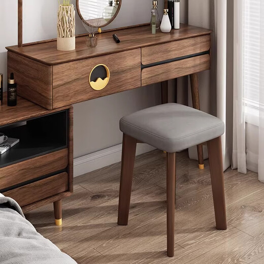 Shantou Lincun home solid wood dining table bench living room upholstered stool dressing table low stool stackable simple stool simple wooden stool solid wood color - rubber wood type * 4
