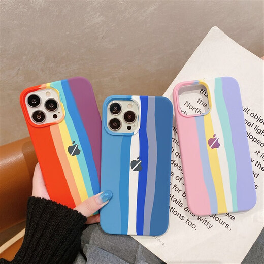 布诺林苹果14手机壳iPhone14promax彩虹液态硅胶13/12/11全包防摔678p套 液态硅胶【黑色条纹】 iPhone SE(第三代)