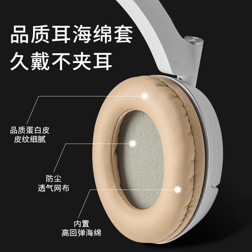 赖小星耳机套 适用EDIFIER漫步者H840 H841p耳罩K830 K800 G3头戴式耳机罩包耳式海绵套耳垫耳棉替换配件 【冰丝布】白色耳套一对装