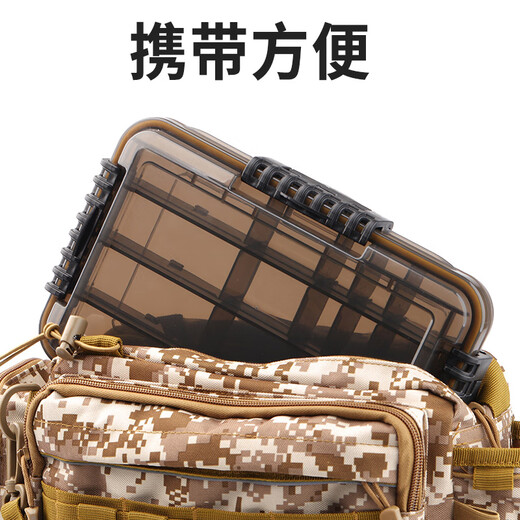 Hookfeng Lure Bait Box Box Portable Fishing Accessories Box Storage Box Multi-Functional Bait Box Iron Plate Sequins Mino Waterproof Hard Bait and Soft Bait Storage Lure Accessories Box [26*16.5*4.5cm] Brown