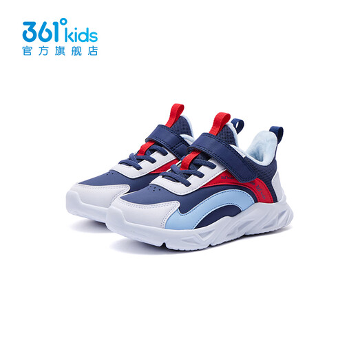 361 children's shoes, boys and girls warm cotton shoes, winter new children's cotton shoes with velvet lining, versatile winter shoes, light blue/361 white/snow blue 29