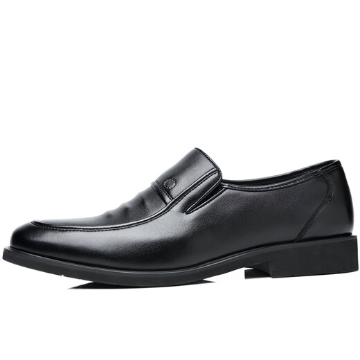 Portures leather shoes men's British slip-on business casual shoes lightweight soft sole Loaf formal shoes men 9526 black 39