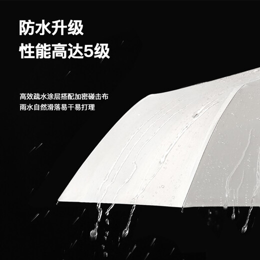 MAYDU Fully Automatic Sun Umbrella Women's Tri-fold Parasol Black Vinyl Sun Protection UV Sun Protection Umbrella Dual-Purpose Folding Umbrella Haze Blue