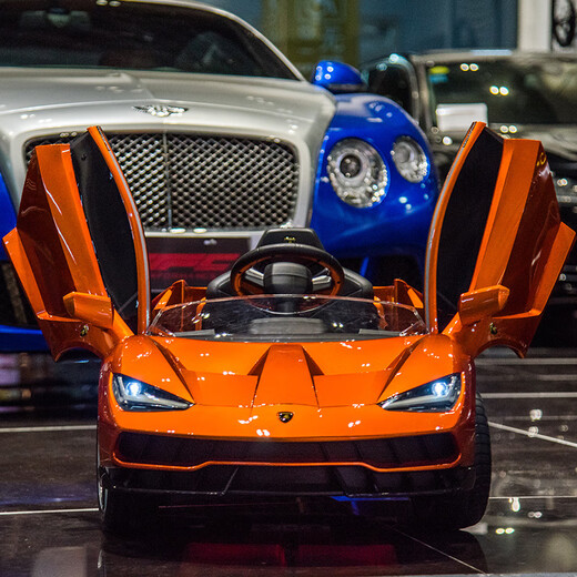 CHILOKBO Lamborghini children's electric car four-wheel remote control car child oversized first birthday gift baby toy car gray + four-wheel drive + paint + large battery