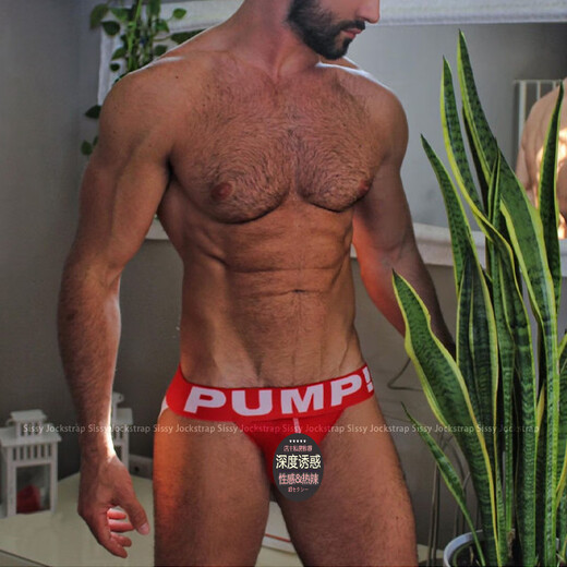 Guiruo strip PUMP trendy men's thong mesh double thong pants hollow buttocks youthful T-pants without taking off GAY H115-grey XL