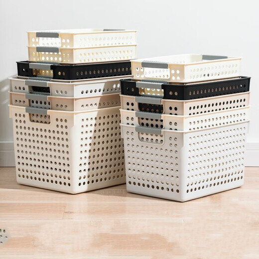 Chenzhi Shangpin plastic storage basket storage box sundry storage frame storage basket bath basket sundry basket kitchen black storage basket short medium black