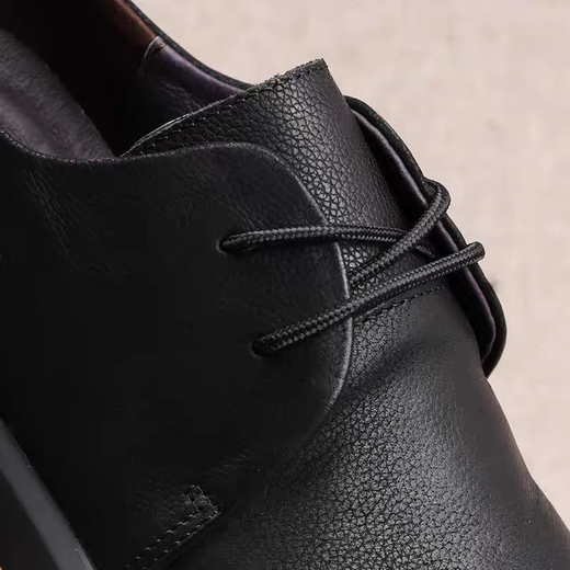 New men's shoes genuine leather thick sole soft sole soft leather comfortable casual shoes round toe lace up men's business casual leather shoes black lace up 40 (250mm)