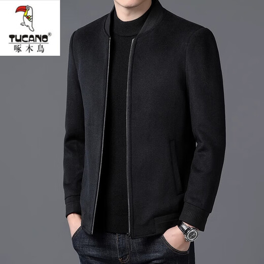 啄木鸟（TUCANO）羊毛外套男短款毛呢大衣休闲棒球服领秋冬季加厚男士呢子夹克男装 灰色 175/L