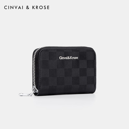CinvaiKrose official website small c/k cowhide card bag for men's new coin wallet storage card ID card card clip 520 birthday gift CK card bag - black [Practical for my husband and boyfriend] 12 pieces