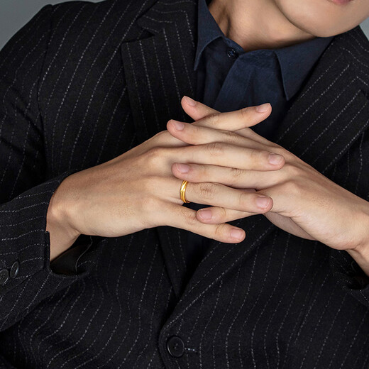 Lukfook Schmuck, reines Gold, die Zeit vergeht, Goldring, Ehering für Herren, offener Ring, lebendiger Ring, solider Preis G01G0013DS 4,01 Gramm (einschließlich Arbeitskosten 200 Yuan)