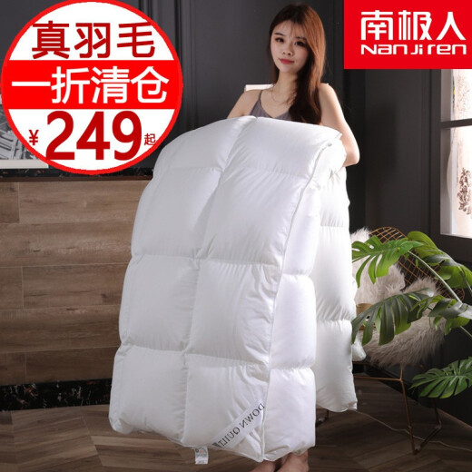 Antarctic cotton down white goose feather quilt core winter thickened warm feather quilt pure cotton single air-conditioned quilt double spring and autumn quilt four seasons quilt pearl white 150*200cm4Jin [Jin equals 0.5 kg]