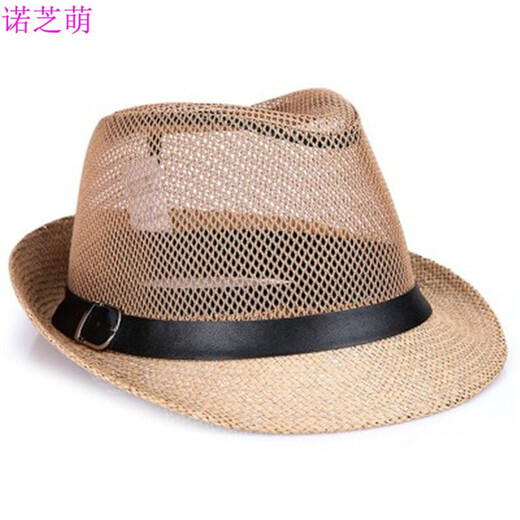 诺芝萌 中老年礼帽夏季网帽太阳帽遮阳帽透气网眼短檐凉帽男士礼帽NE516 咖啡色 均码 头围58cm