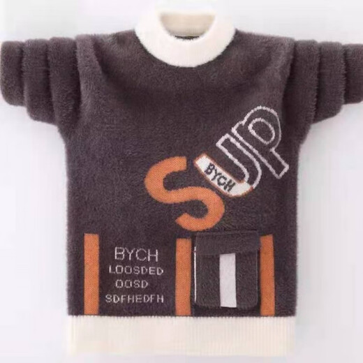 Disney cardigan boy mink sweater autumn and winter plus velvet thickened medium-large children's pullover thread children's sweater boy blue plus velvet 120 recommended height 110-119