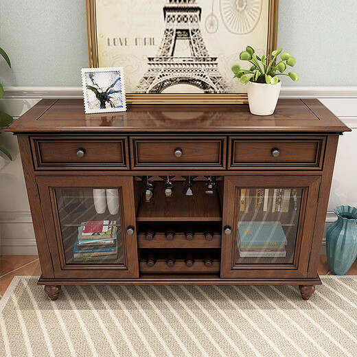 Kafanluo American country solid wood dining table restaurant dining table retro small apartment dining table and chair combination ash wood single sideboard all solid wood