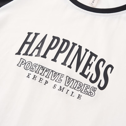 Fenton Couple Cotton Pajamas Women's New Round Neck Wearable Long Sleeve Home Clothes Set Elegant White (Male) L