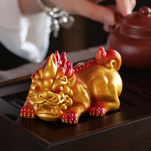 Flush color-changing ornaments, color-changing Pixiu tea pets, can be raised and played with, tea table ornaments, high-end tea tables, lucky tea pet boutiques, Huoyun Pixiu ornaments, male-gold