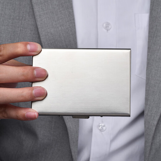 Sac de cartes en acier inoxydable Tishun pour homme de brossage antivol masculin mâle et femelle Carte antidémagnétisation Boîte de conducteur Small Carte Cover Bank Bank Carte Silder Slots 10 Card Slots (peut être placé sur le permis de conduire)