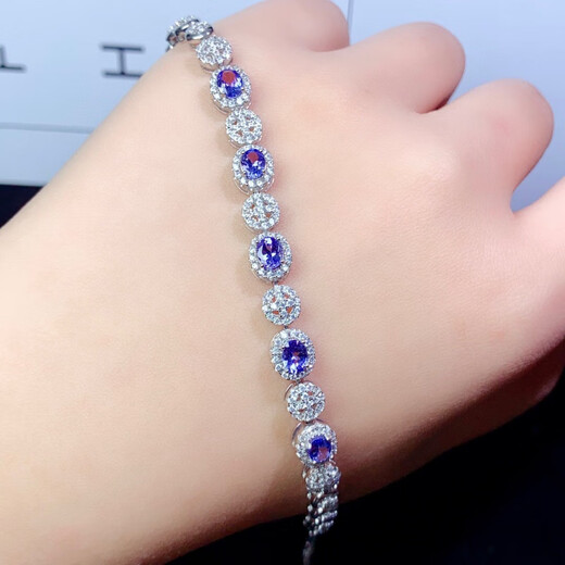 DL 1998 Fat Donglai same style tanzanite bracelet Japanese and Korean silver plated 18K gold inlaid natural l women's model 4a natural | natural tanzanite 4*5 bracelet