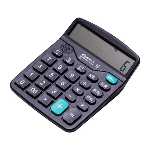 Sanmu (Sunwood) Effizienz King Serie 12-Bit großer Bildschirmstimme Desktop-Taschenrechner/mit zwei Batterien Nr. 7 Schwarz P837