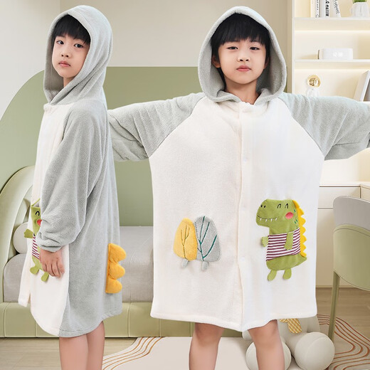 Baifei bath towel can be worn and wrapped around boys and girls bath skirt cloak long-sleeved water-absorbent quick-drying non-pure cotton water-absorbent children's bathrobe children's bathrobe-Sunflower (large size) suitable for height