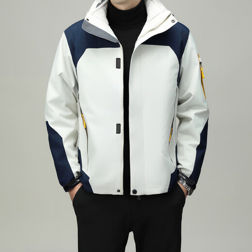
Classic car three-in-one jacket men's autumn and winter outdoor sports mountaineering casual fashion men's hooded jacket trendy suit GP9902 gray 2XL