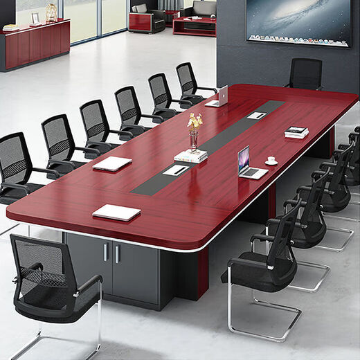 会议桌大型长桌长条桌简约现代洽谈桌培训桌会议桌椅组合办公桌子 (台面加厚)2.0米*1.0米会议桌