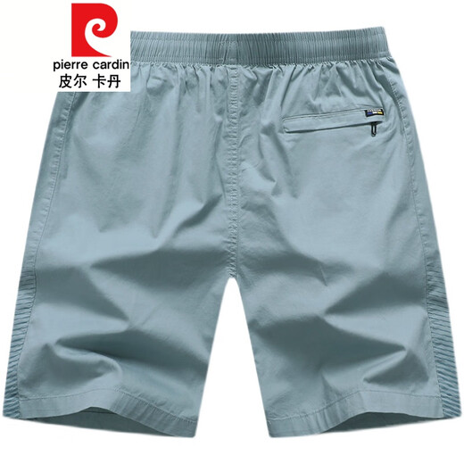 皮尔卡丹品牌高档男装 西装短裤夏季男士五分裤衩松紧腰中年纯棉薄款运动沙滩裤针织 9227深蓝(口袋拉链) L