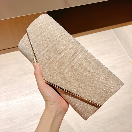 Kangaroo (KANGAROO) Celebrity Banquet Bag with Evening Dress Dinner Clutch Women Wearing Cheongsam Small Bag Wedding Mom Wedding Clutch Champagne Color