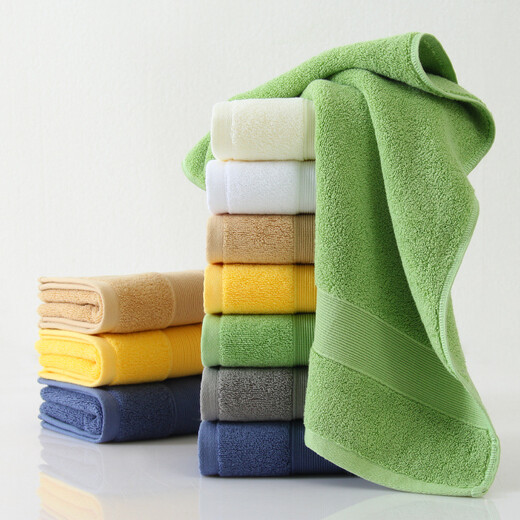 Full strength wide satin thickened imported and exported pure cotton towels custom logo solid color absorbent towels face towels high-end hotel towels can be customized yellow towels 160g (75*35)