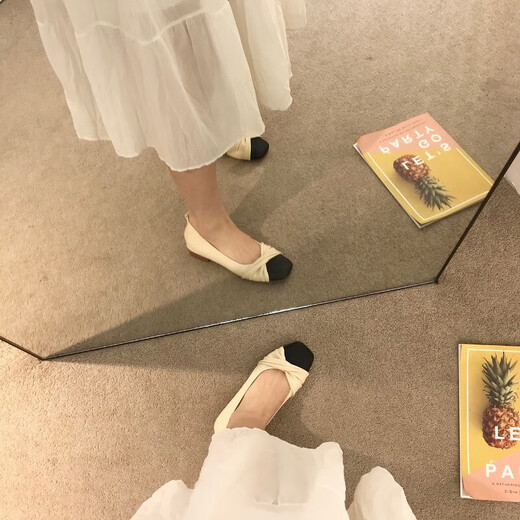 Qiao yi wan wan feng zapatos planos suaves suaves 2025 Spring y otoño Nuevo estilo con falda zapatos de abuela Mary Zhen Women's Shoes Apricot Color [Tamaño 38]