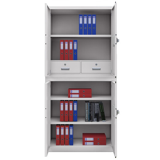 Tiger fingerprint password lock security cabinet thickened steel plate large split double section steel office file cabinet no key required