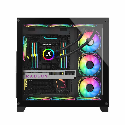 EVESKY Sea View Room PRO Computer Case Game Case Desktop Computer Main Case (Tempered Glass/Left and Right Partitions/360 Water Cooling/ATX Motherboard/40 Series Graphics Card) Sea View Room PRO-White + 10 Twilight Colorful Fans